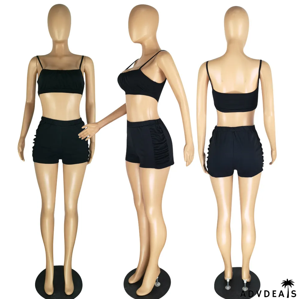 Camisole Crinkle Top Two Piece Set