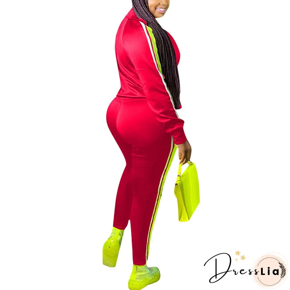 Women&rsquo;s Two Piece Outfits Plus Size Long Sleeve Striped Sweatshirt And Long Pants Set 2 Set Piece Set Woman Tracksuit