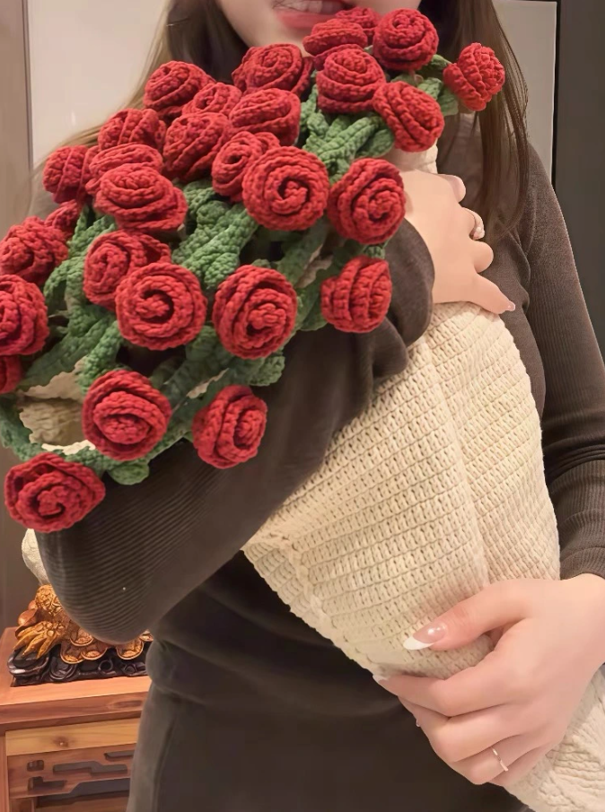 Loveyoufancy Hand Knitted Crochet Flower Bouquet Blanket