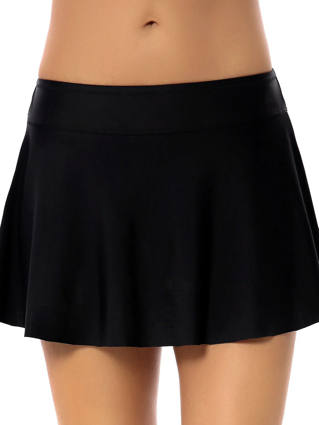 Women Ruffle Hem Low Rise Solid Swim Skirt