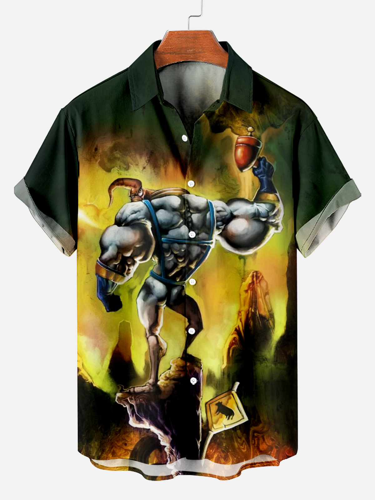 Men's Retro Cartoon Bio-Soldier Short Sleeve Shirt PLUSCLOTHESMAN