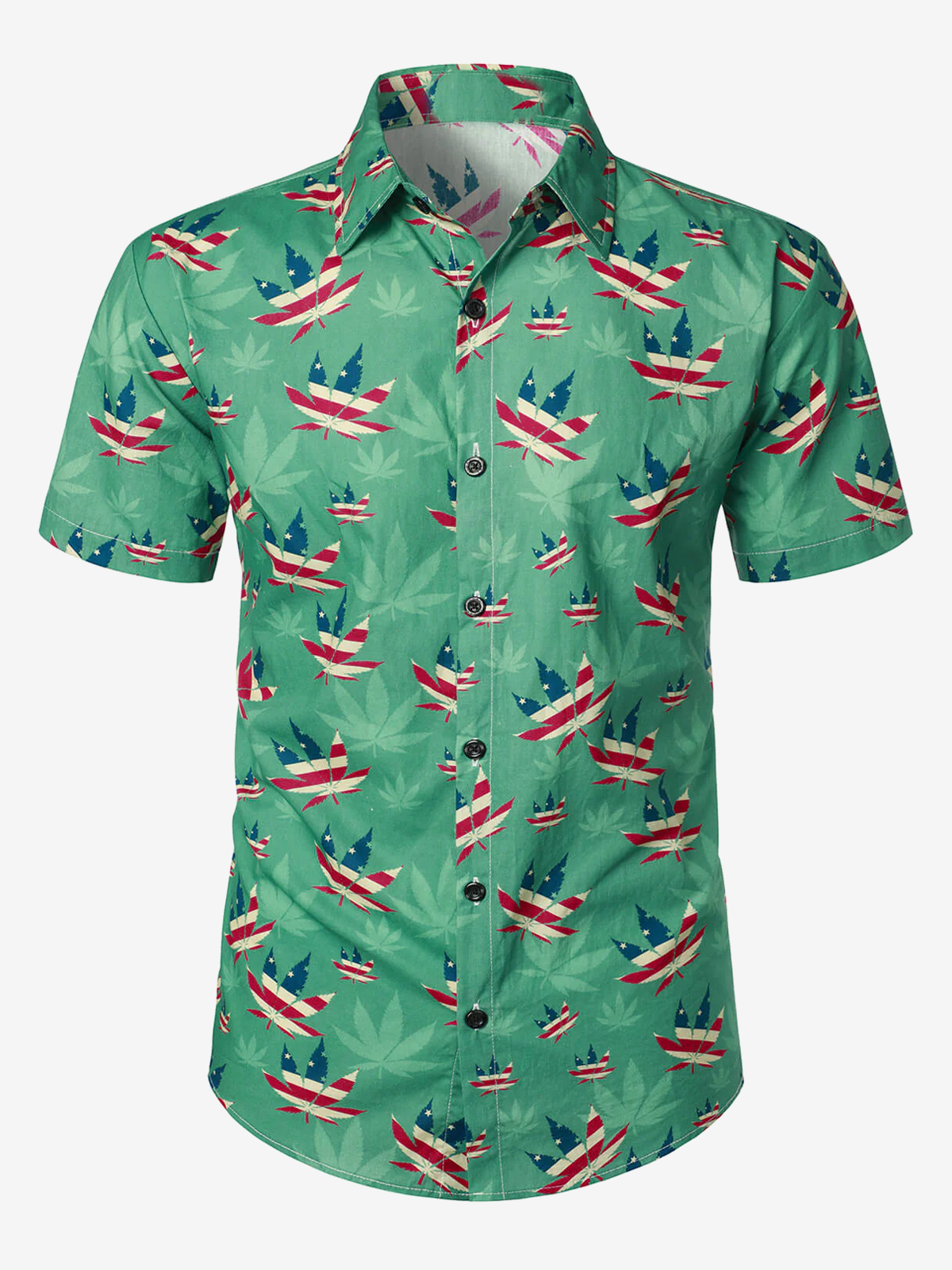 Men's Casual American Flag USA Patriotic 4th of July Print Holiday Short Sleeve Shirt