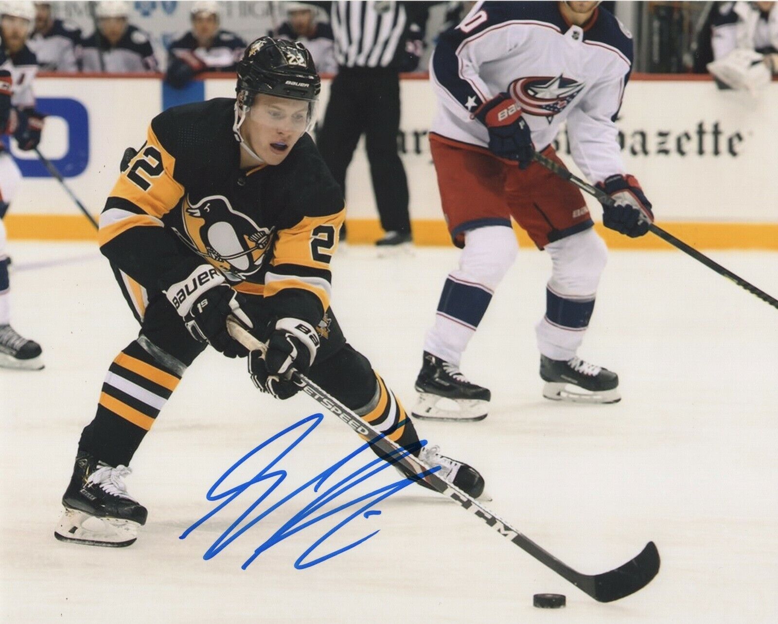 SAMUEL SAM POULIN SIGNED AUTOGRAPH PITTSBURGH PENGUINS 8X10 Photo Poster painting PROOF #3