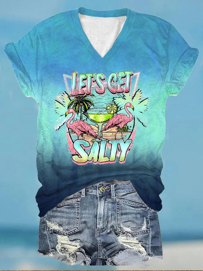 Women'S Beach Vacation Art Print Casual T-Shirt