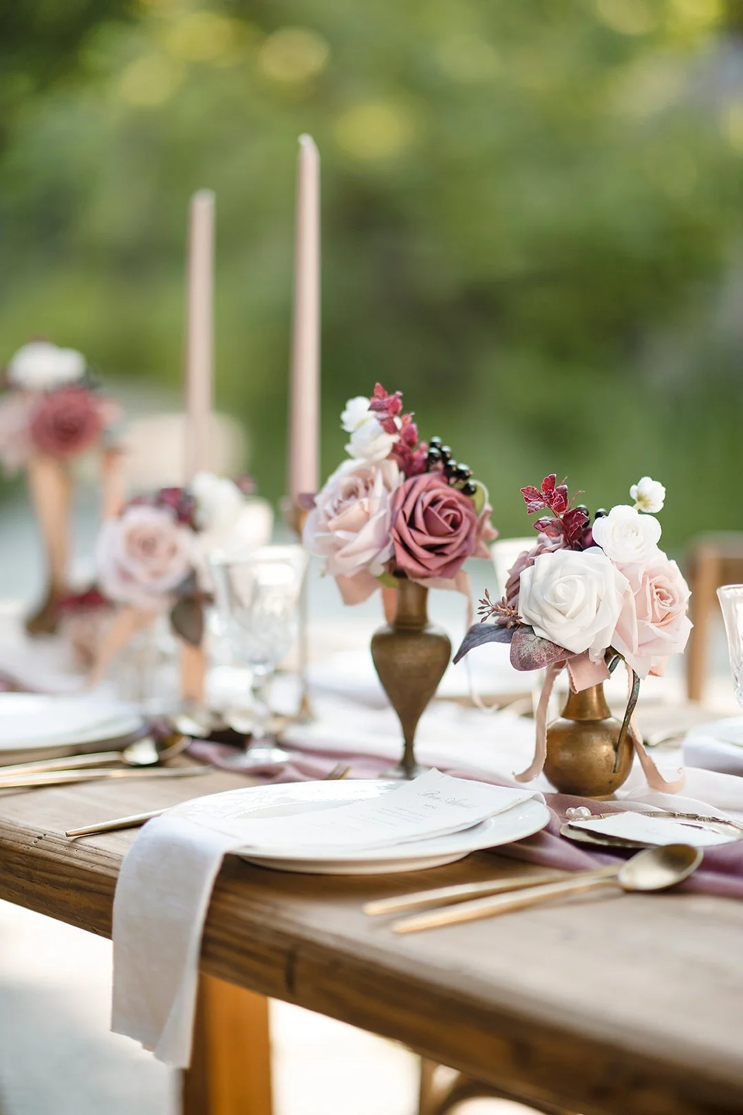 Mini Bouquet Centerpiece Set in Dusty Rose & Mauve