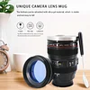 Camera Lens Coffee Mug and Travel Mug with Stainless Steel Liner and Magic Suction Cup, Creative Gift for Photographers, Friends and Family, Leak-proof Coffee Tea Water Cup with Lid 400ml, Five and Six Generations