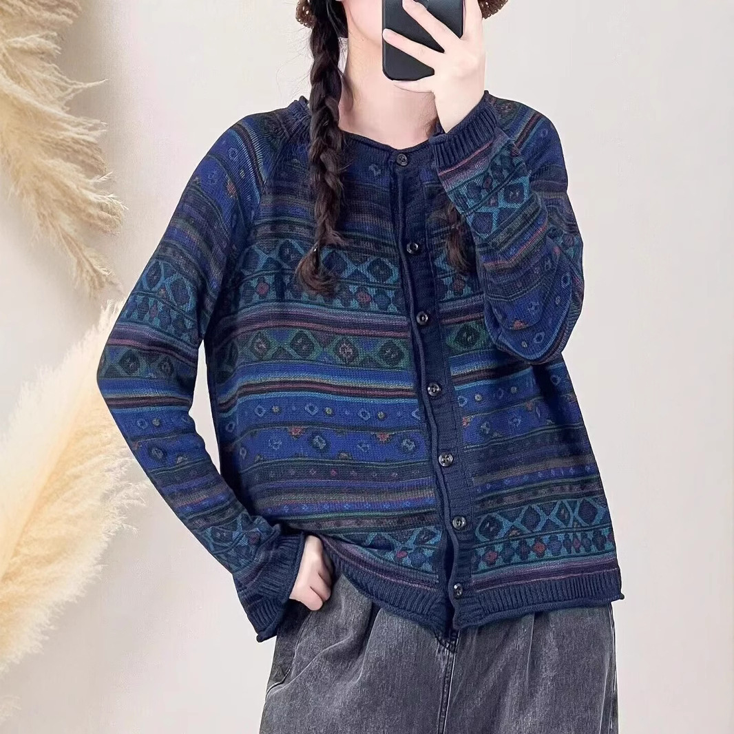 Chicfifth Sweater Women Winter Long Sleeve High Quality Autumn Vintage Top Knitted Cardigan