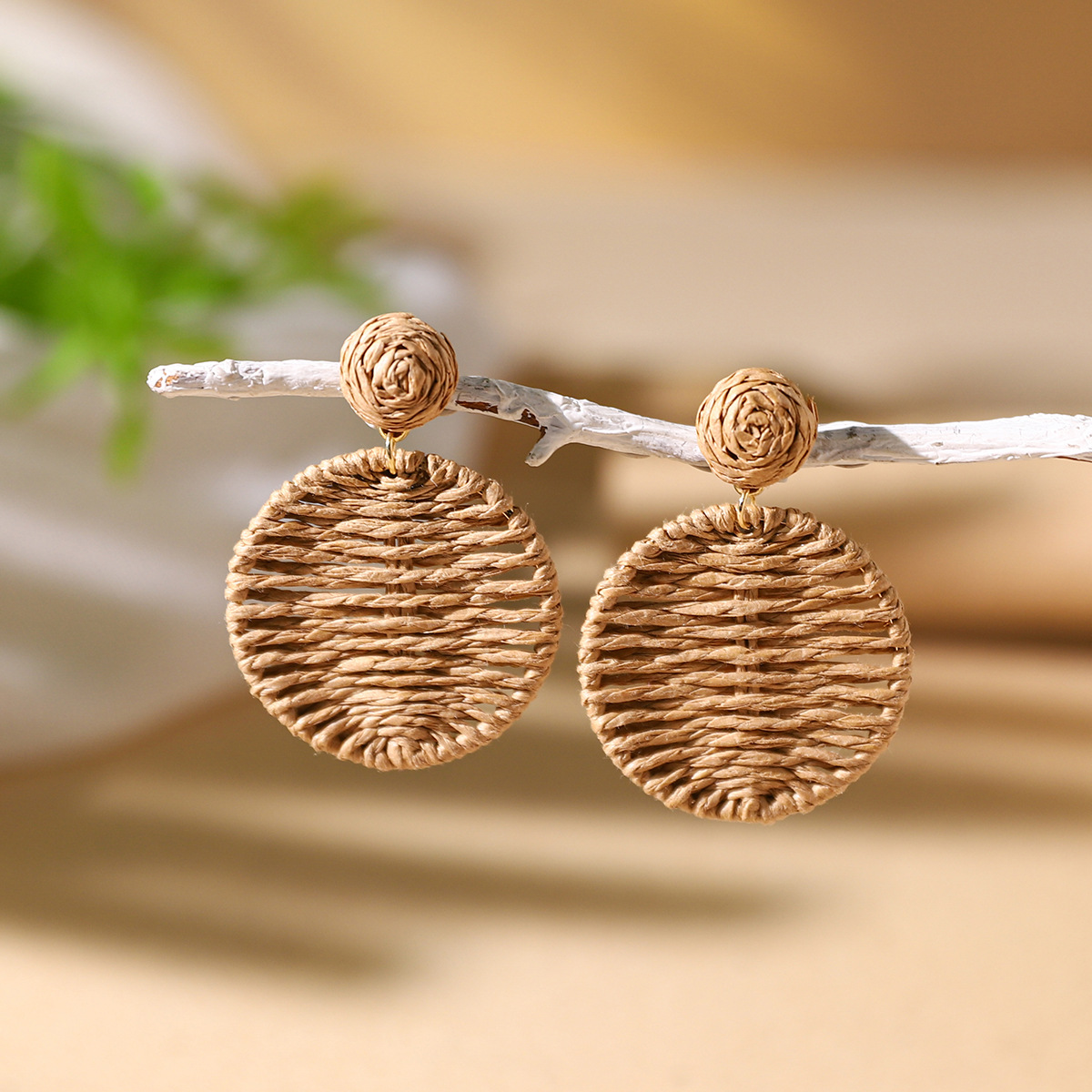 Women's Holiday Bohemian Style Raffia Hand-woven Earrings
