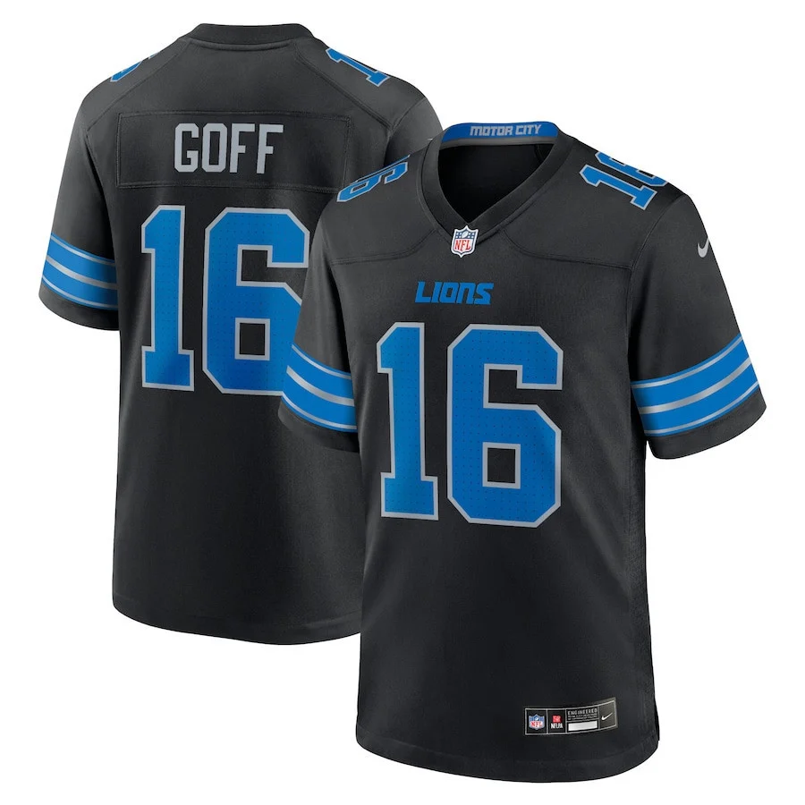 Jared Goff 16 Detroit Lions 2nd Alternate Game Jersey - Black mysite