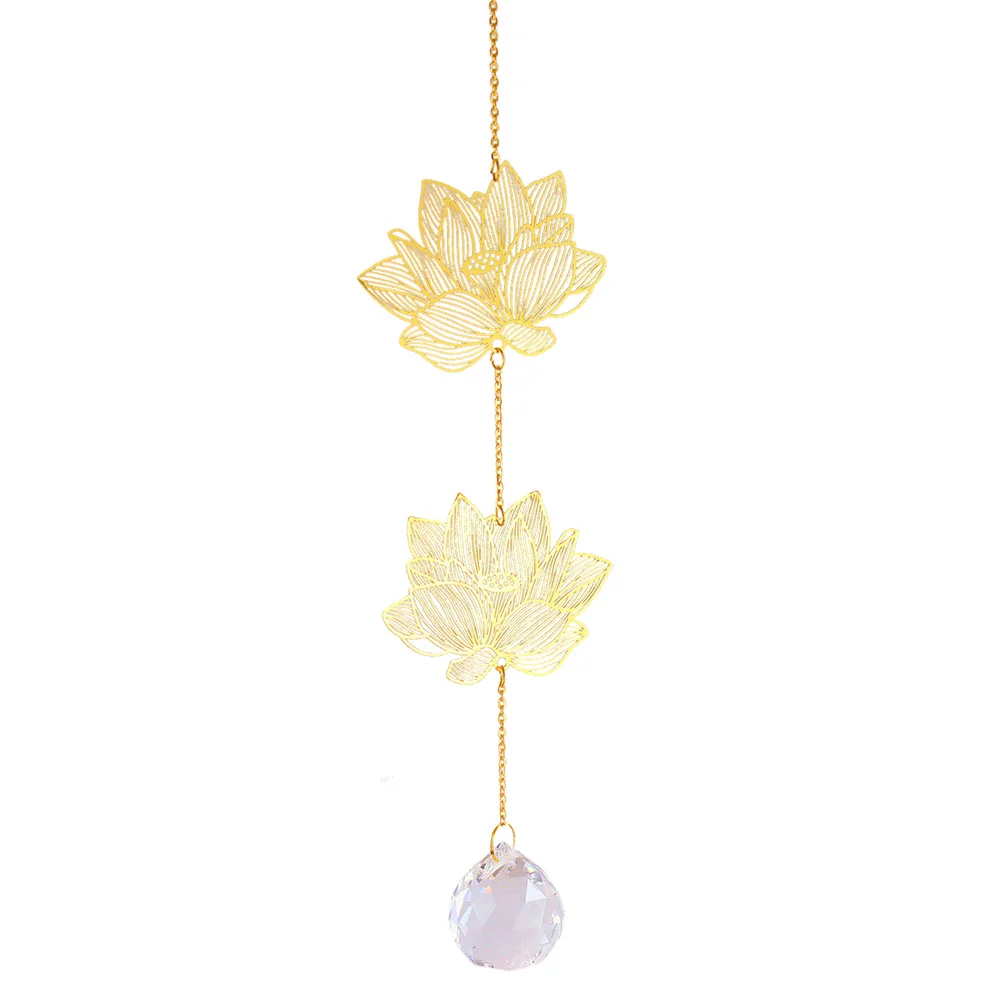 Crystal Windchime Lotus Ginkgo Four Leaf Dream Catchers Windbell Home Decor