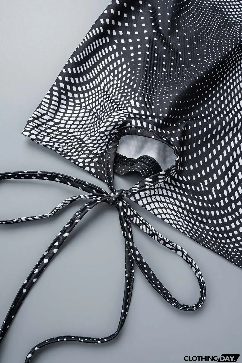 Grey Casual Street Polka Dot Hollowed Out Half A Turtleneck Long Sleeve Two Pieces