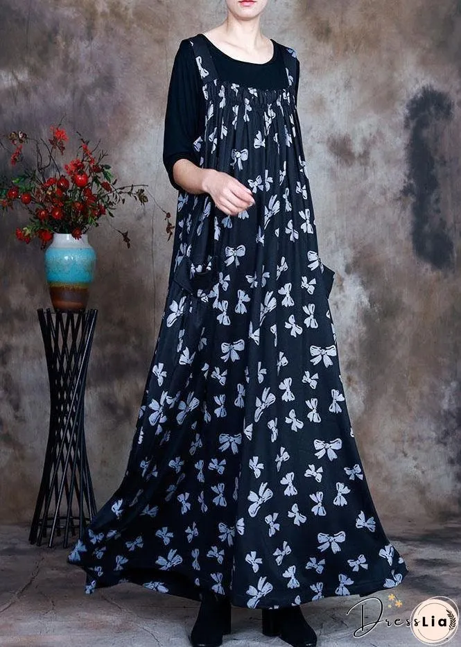 Plus Size Navy Print Pockets asymmetrical design Fall 2 Piece Outfit