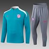 Joyfball 2024/2025 Atletico Madrid Half-Pull Training Suit Lake Blue Jersey 1:1 Thai Quality Set