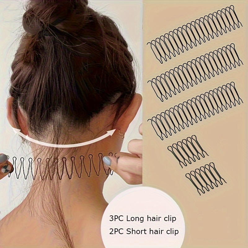 5pcs Elegant Wavy Hair Finishing Comb Clips, Invisible Fringe Fixed Inserts, Anti-Frizz Side Hair Styling Accessories For Women