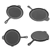 28cm Iron Ribbed Frying Pan Nonstick Handles Saucepan Pancake Skillet Household