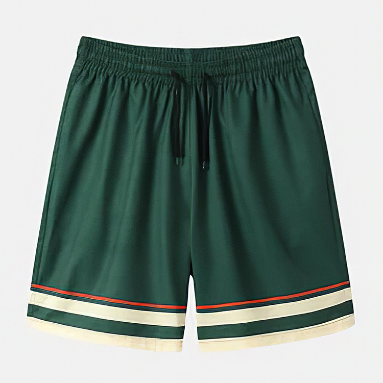 Casual Retro Green Stripes Shorts