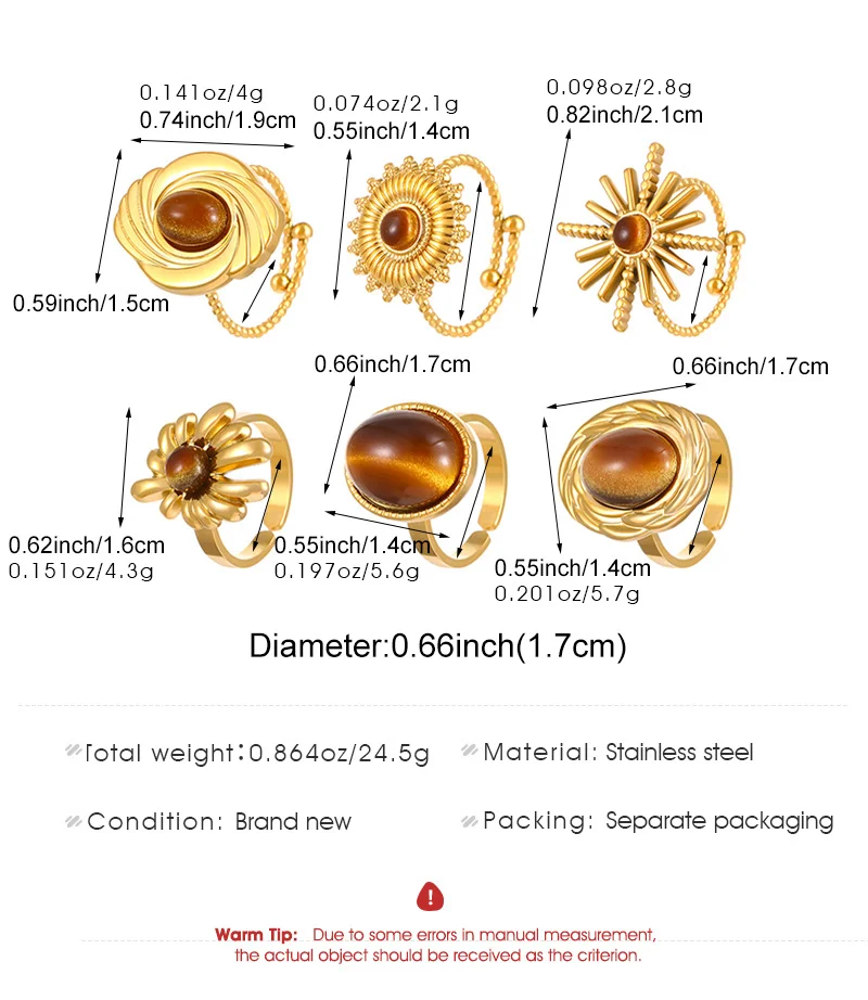 Turquoise/Tiger Eye Gold-Plated Open End Ring