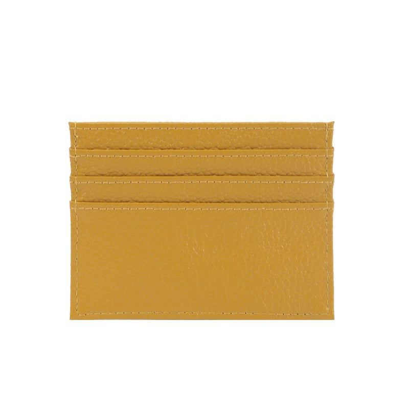 Unisex Solid Color Leather Open Card Holders
