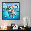 Diamond Painting -DIY Round Drill Swimming Kitten(40x40cm)
