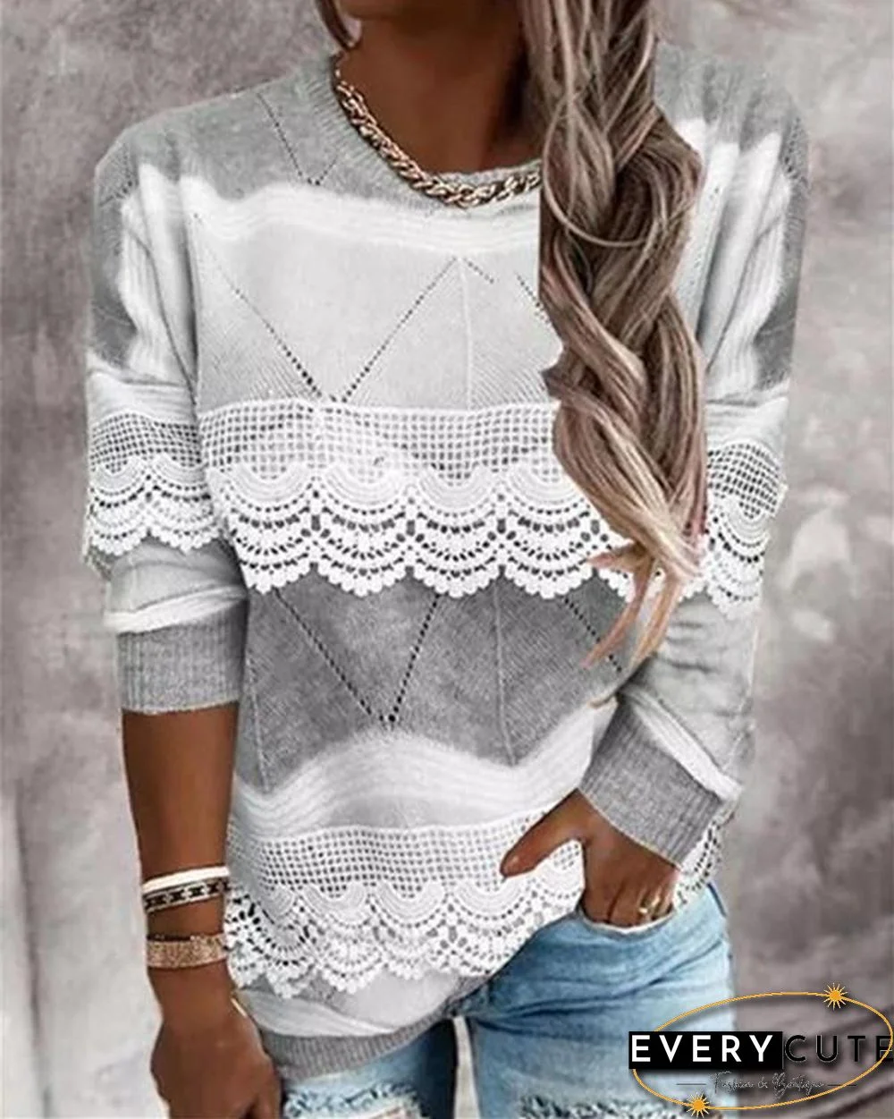 Round Neckline Pullover Casual Regular Top