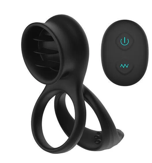 Vibrating Tongue Licking Penis Rings For Couples - Rose Toy