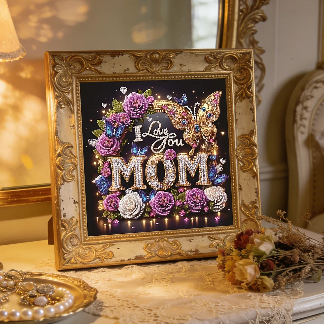 Diamond Painting - Partial Special Shaped Drill - I Love You Mom(Canvas|30x30cm)