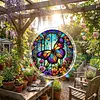 (25cm)DIY Acrylic Jigsaw Puzzle Window Hanging with Hanging Chain DIY Stained Glass Decoration Round Window Puzzle Decor for DIY Craft Project (Stained Glass Butterfly)