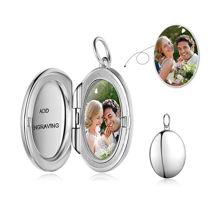 Oval Photo Locket Necklace Personalized Gift For Her