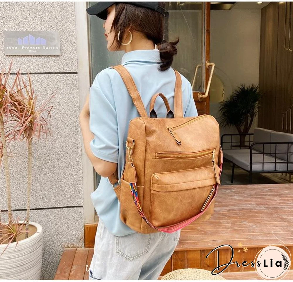 Retro Faux Leather Check Pattern Print Rucksack Vegan Backpack Tote