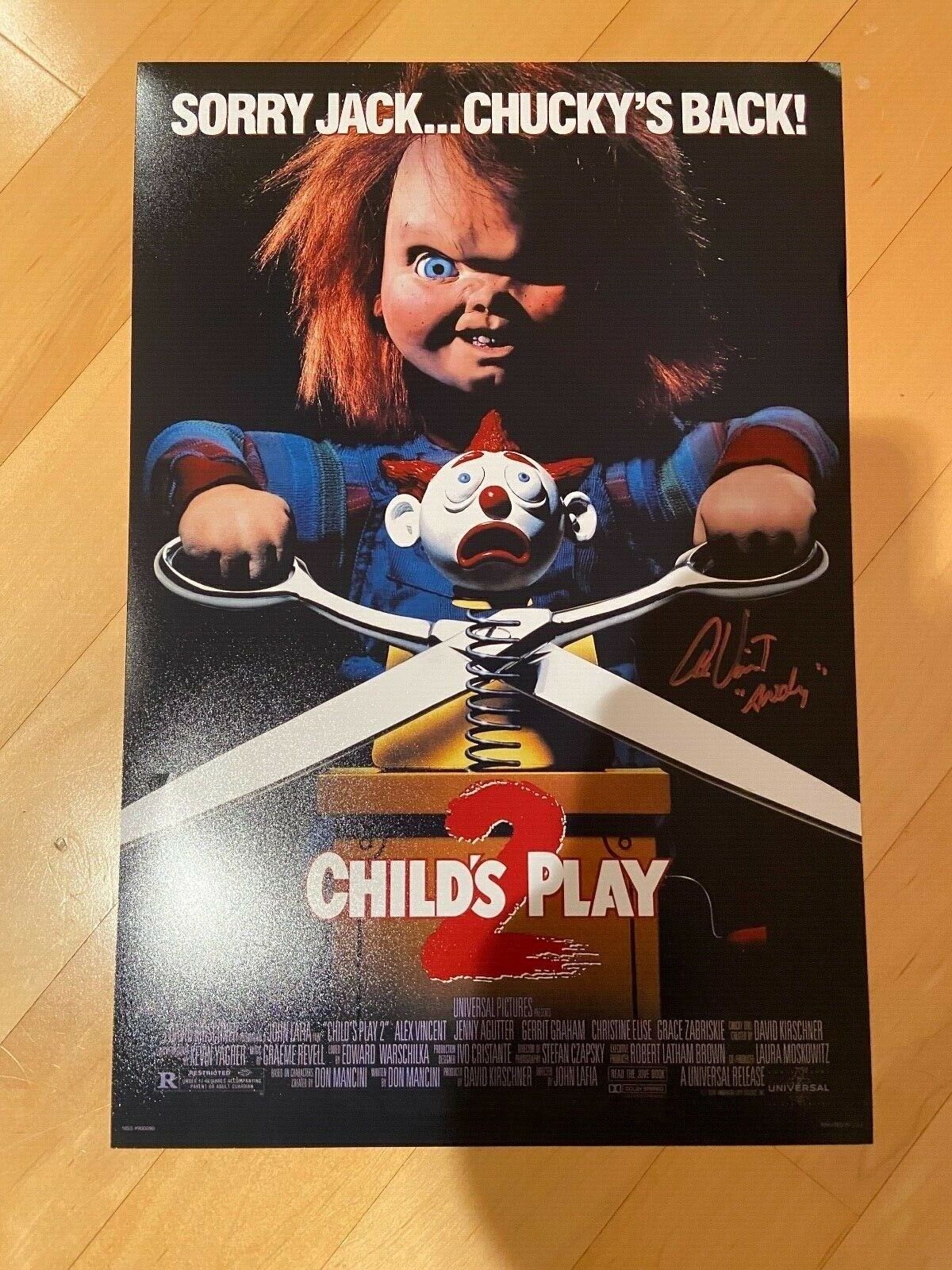 * ALEX VINCENT * signed 12x18 poster * CHILD'S PLAY 2 * ANDY * PROOF * 2