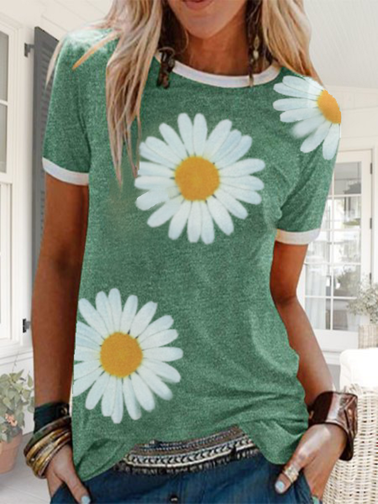 Bestdealfriday Plus Size Short Sleeve Daisy Casual Shirts Tops 9174663