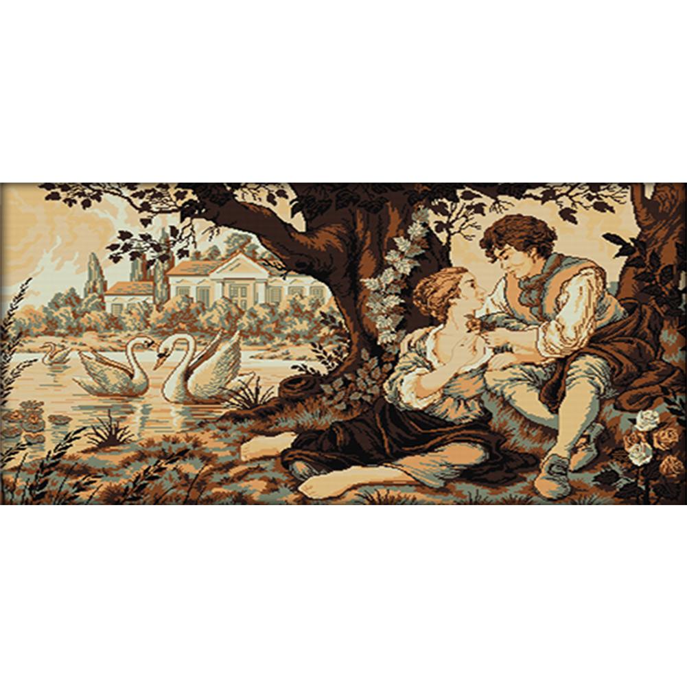 

Couple By The Swan Lake - 14CT Stamped Cross Stitch - 96*57cm, 501 Original