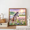 Pferd in einem Pr&auml;rieblumenfeld - runder Bohrer Diamantmalerei - 40*40cm