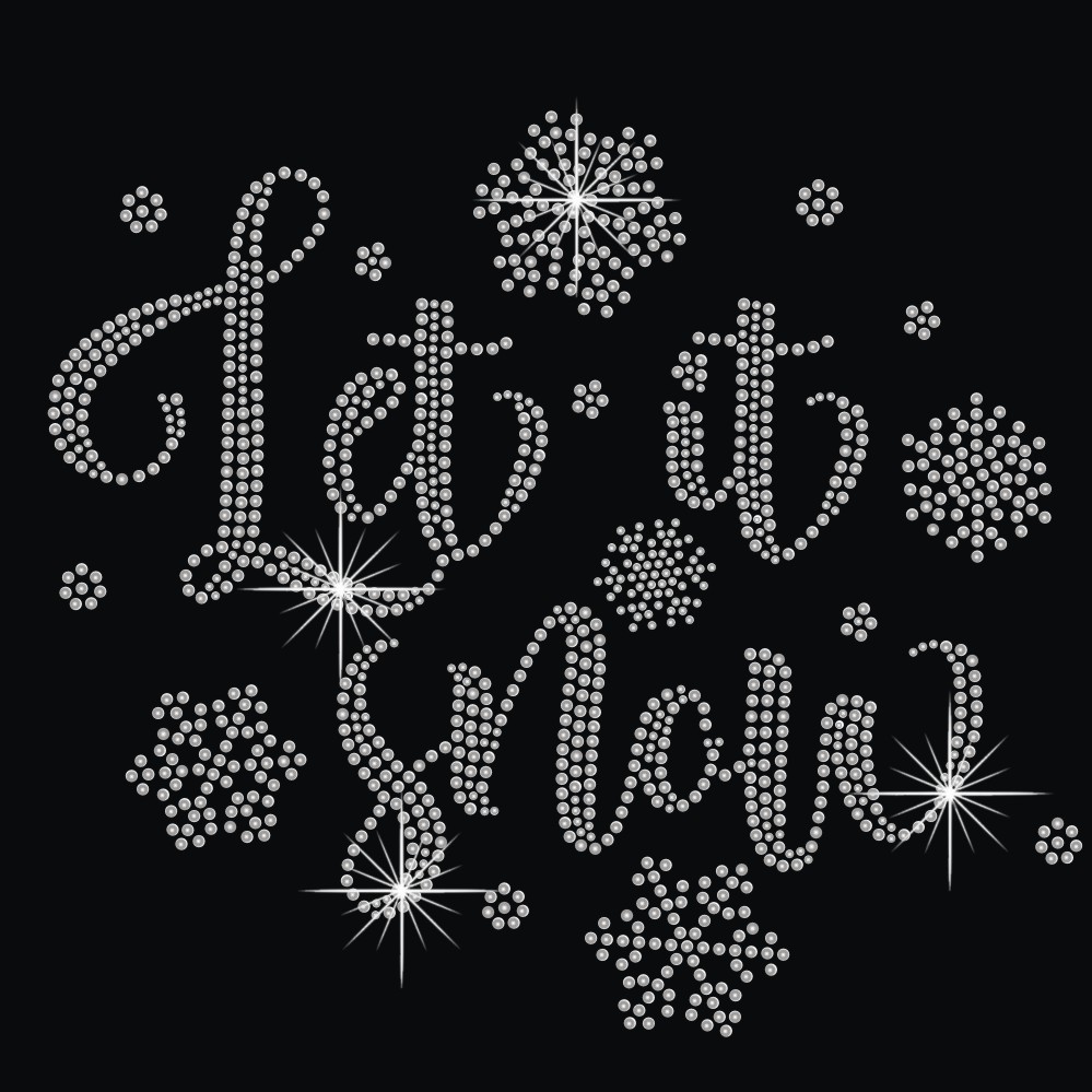 Cystal hot fix rhinestone let it snow letter holiday christmas iron on transfers