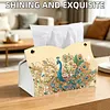 (25cm)Peacock PU DIY Diamond Painting Tissue Box for Beginners Adults Home