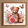 Papillon Et Ours Fleur-Drille Ronde Peinture Diamant-30*30CM