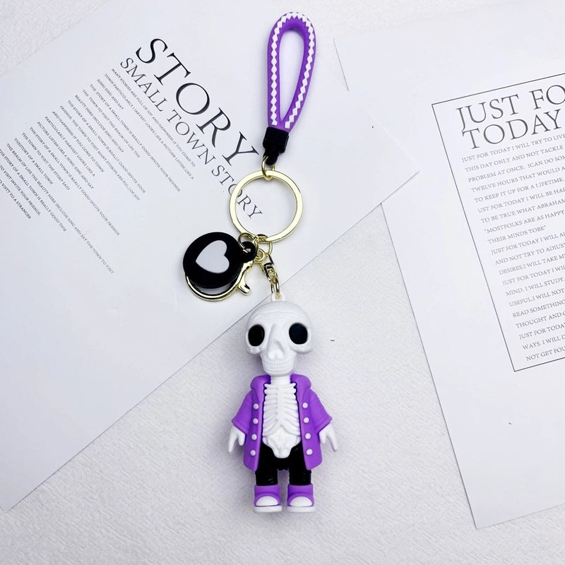Cartoon Style Heart Shape Skull Silica Gel Halloween Unisex Keychain