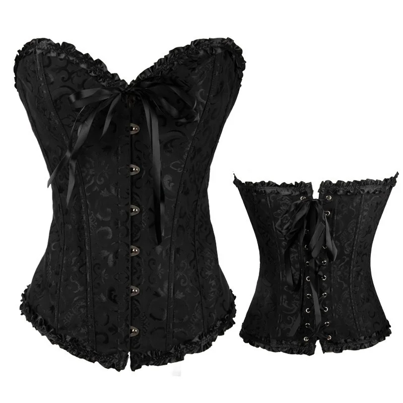 Gothic Corset Lace Up Pleated Waist Trainer Novameme
