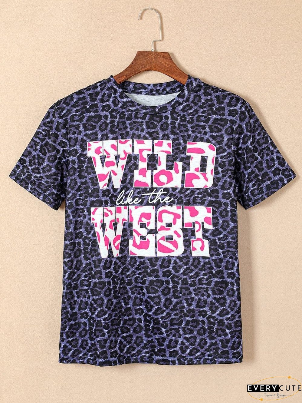 Wild West Leopard Print Graphic Tee in Smoke Gray