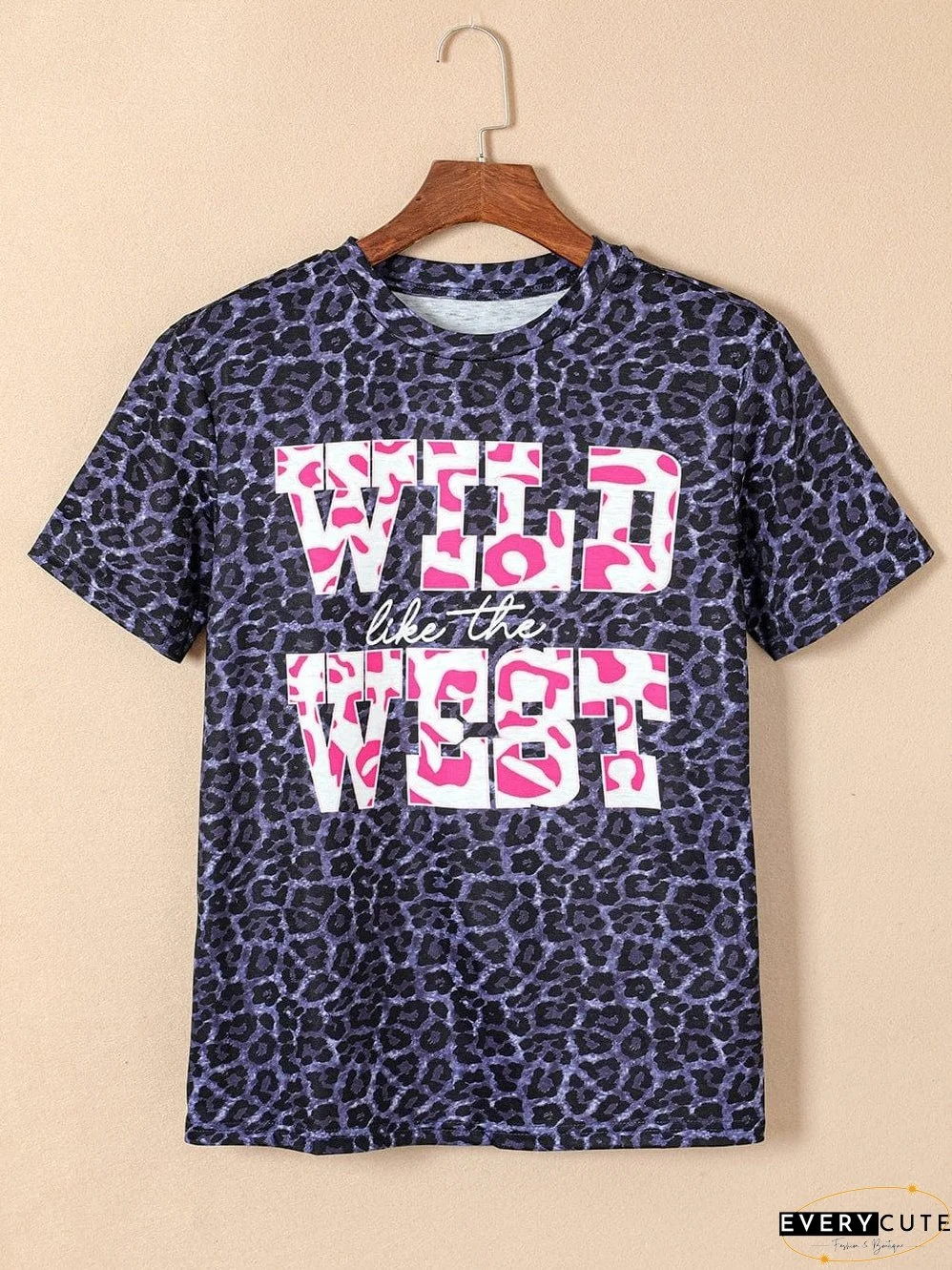 Wild West Leopard Print Graphic Tee in Smoke Gray