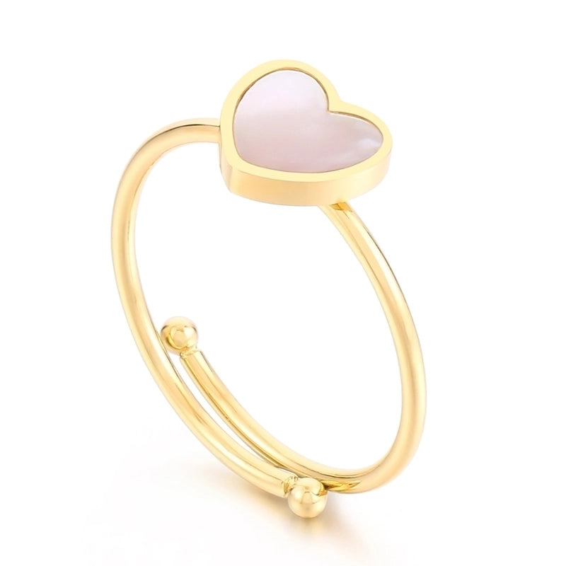 Titanium Steel 18K Gold Plated Rose Gold Plated Minimalist Plating Inlay Heart Shape Shell Rings