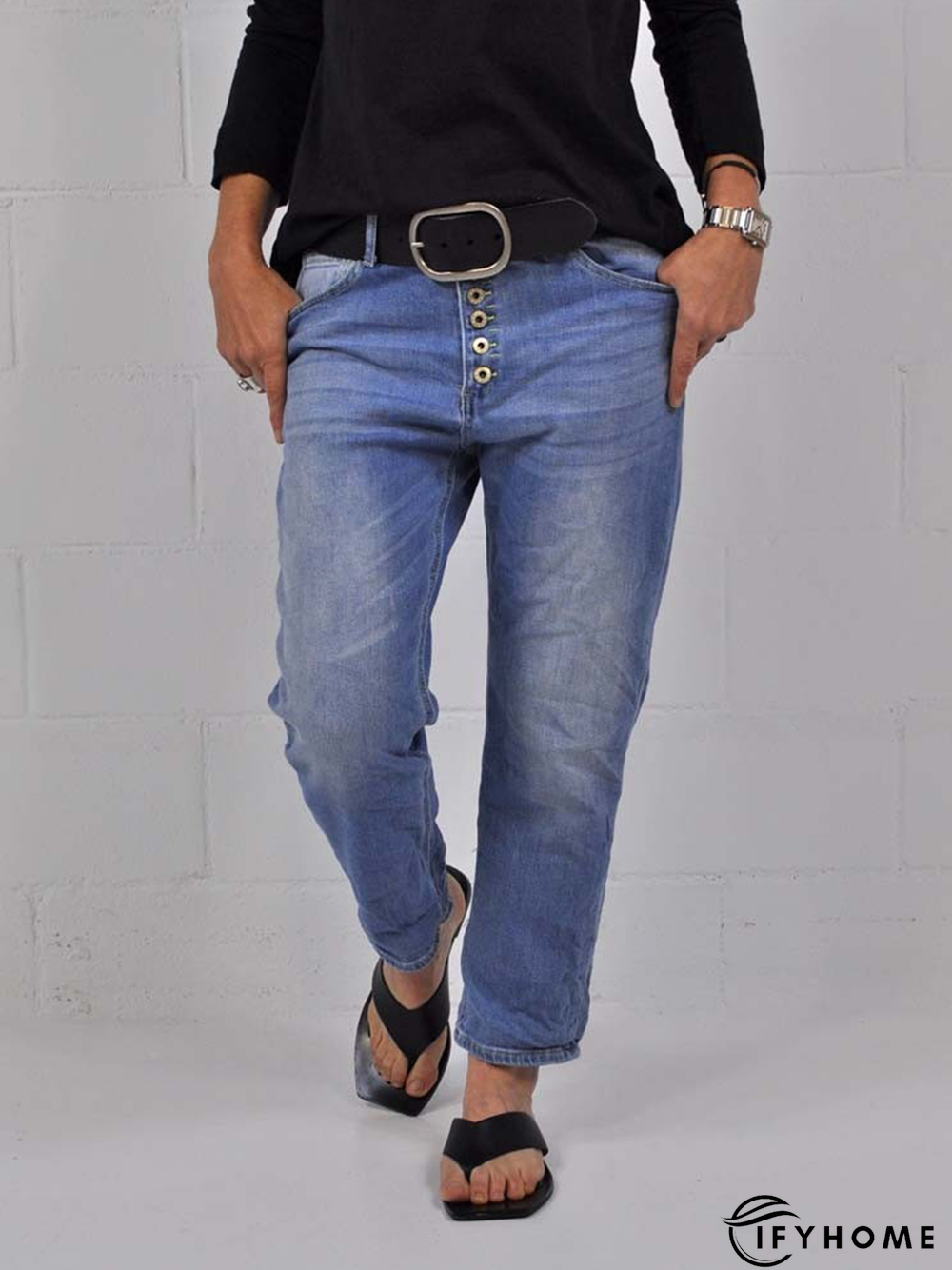 Shift Cotton Solid Jeans | IFYHOME