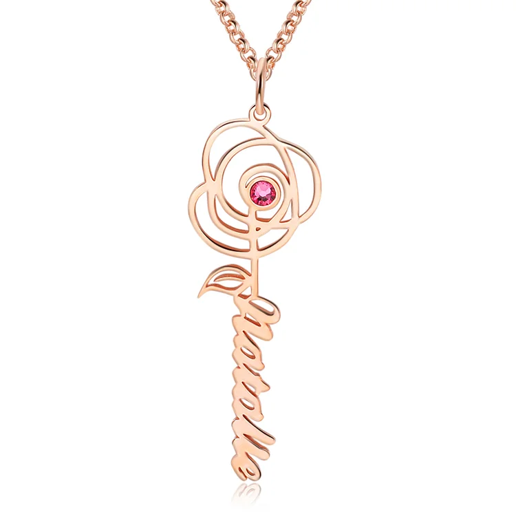 Collier Rose Prénom Personnalisé Jessemade FR