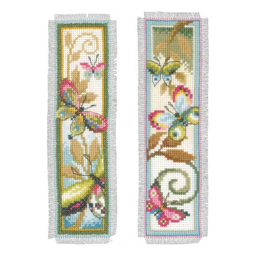 14CT Butterfly Counted Cross Stitch Set Bookmark Double Side Embroidery Art