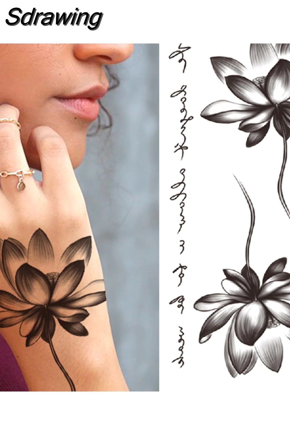 Sdrawing Forest Tattoo Sticker For Men Women Children Tiger Wolf Death Skull Temporary Tattoo Fake Henna Skeleton King Animal Tatoo 430-0