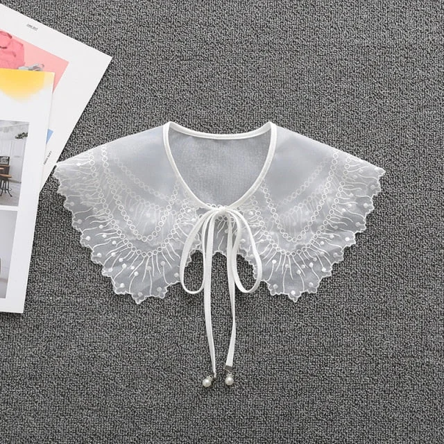 New Women Lace Fake Collar Blouse Cloud Shoulder Doll Collar Detachable Shirt Collar Blouse Top Women Clothes Accessories