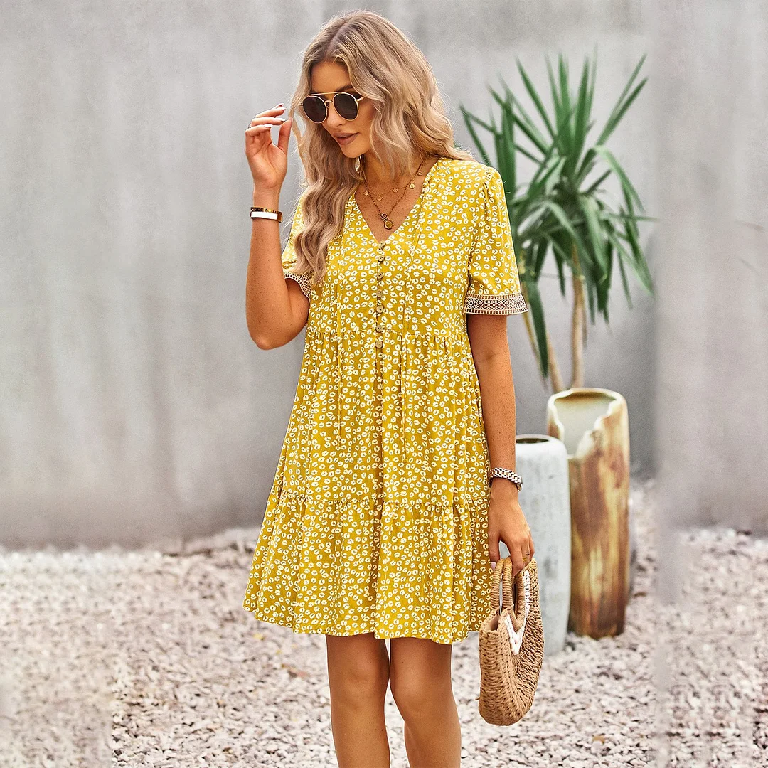 Summer elegant V-neck short dress