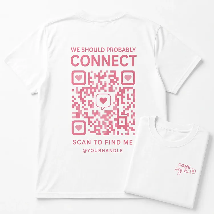 Custom QR Code T-Shirt &ndash; Personalized Social Media Link Shirt for Men & Women
