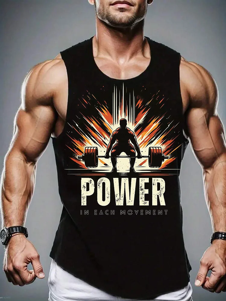 Men's Power In Each Movement Print Tank Top