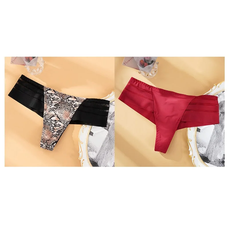 2PCS/Set Sexy Women's G-string Panties Seamless Panties Perspective Underwear  Girls Intimates Lingerie See-Through Underpants